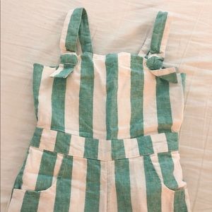 Girls Striped Linen Jumpsuit